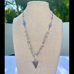 NWT Arrowhead Druzy with Baroque pearls and  Rhinestone Chains - Handcrafted